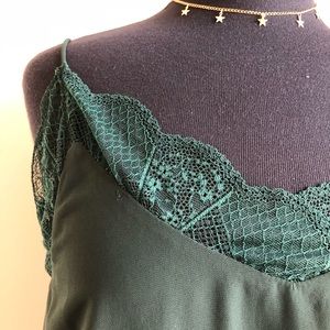 Hunter green lace tank